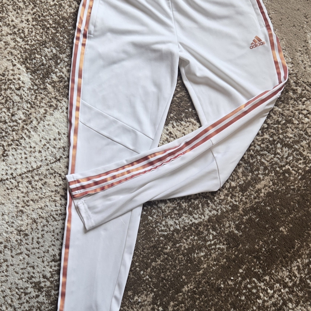 adidas White And Rose Gold Aero Ready Joggers